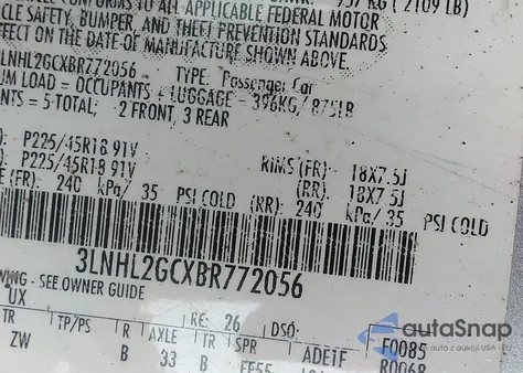 2011 Lincoln Mkz from USA, damaged, VIN 3LNHL2GCXBR772056